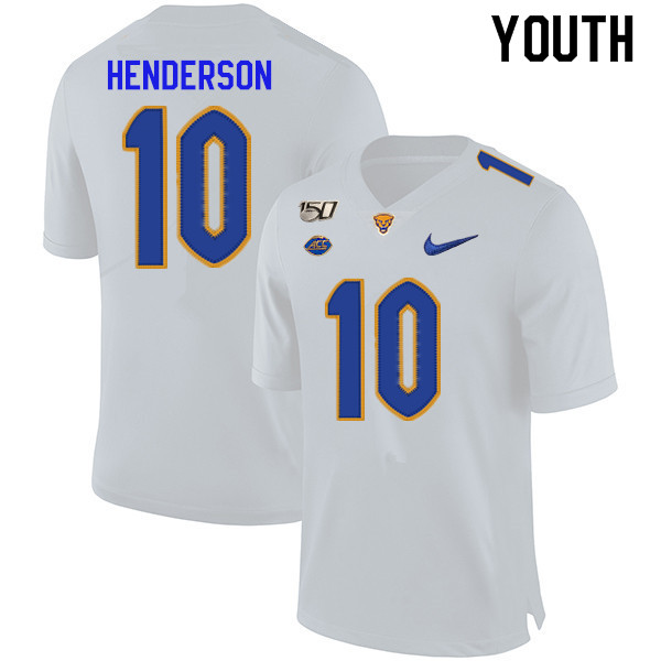 2019 Youth #10 Quadree Henderson Pitt Panthers College Football Jerseys Sale-White